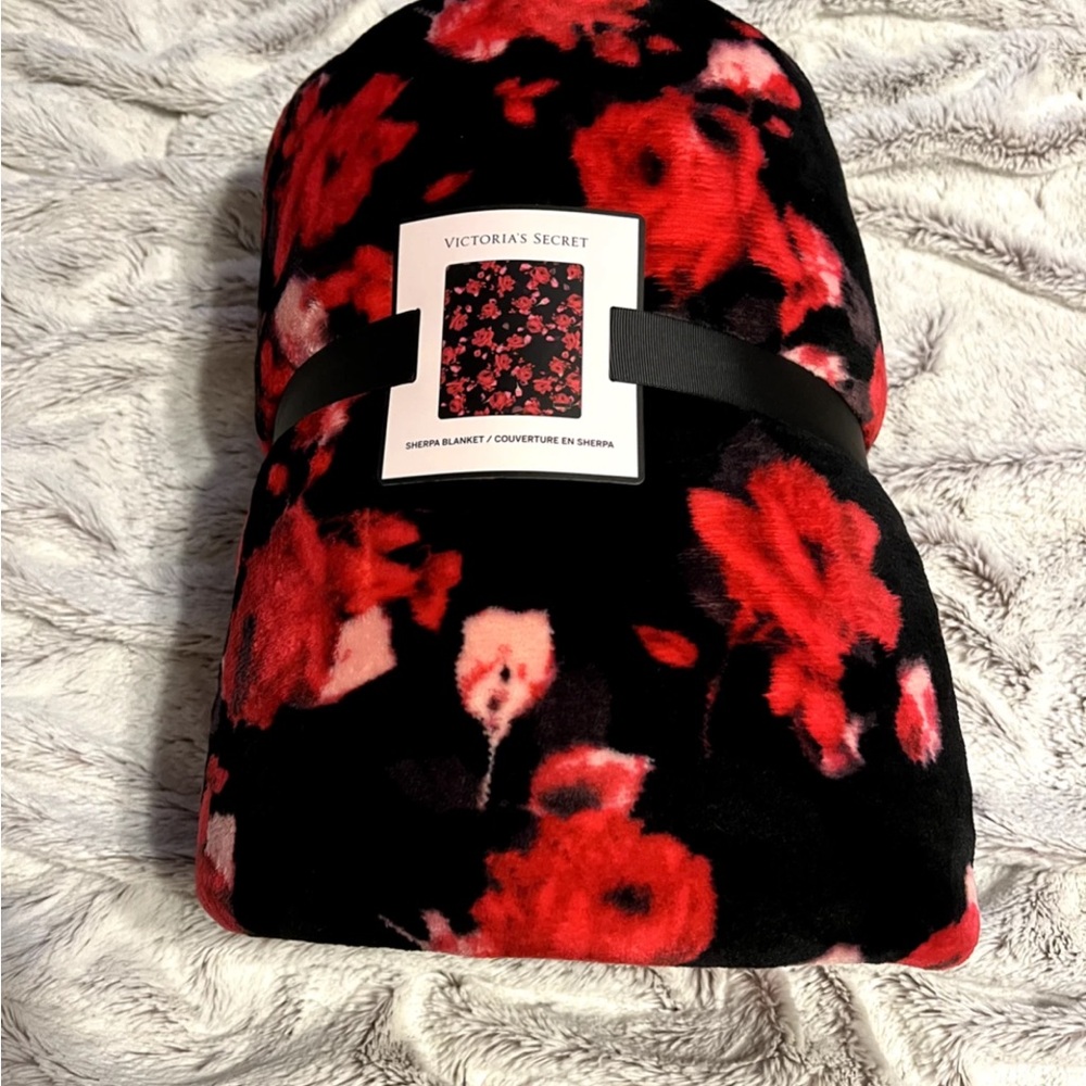 Victoria's Secret Red Floral Blanket